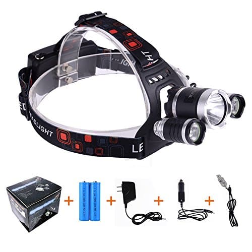 TOPIA STAR Multifunction Rechargeable Waterproof Camping Headlamp with Three Light Source