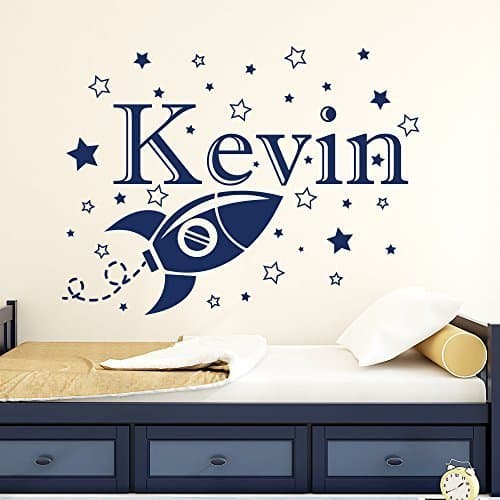 ImpressiveDecalArt Custom Boy Name Wall Decals Space Rocket Star Decal Vinyl Nursery Kids Room Art Decor Home Sticker Mural Removable MA61 (22''Tallx29''Wide)