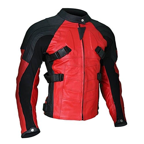 Armored Style Deadpool Bikers Leather Jacket (Large, Armored)