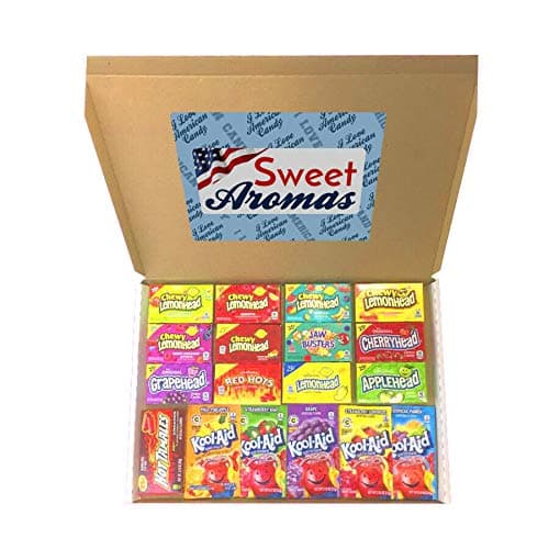 Yankee Aroma Direct American Sweet & Kool-Aid Gift Box containing 18 Items Great Gift For Birthdays or Special Occasions.
