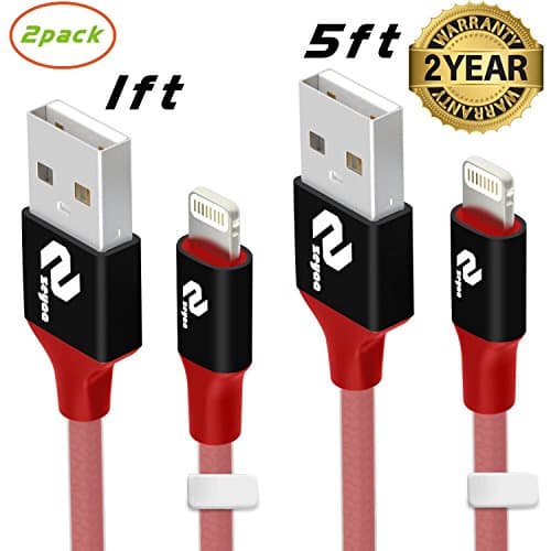 Zeyaa Reversible Lightning Data Sync and Charger USB Cable, 2 Pack (1 Feet, 5 Feet) - Rubasse