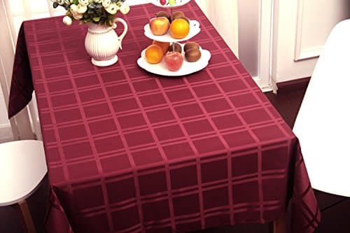 Simple Rectangular Tablecloth Microfiber Fabric Table Cover (60 x 84 Inch, Wine)