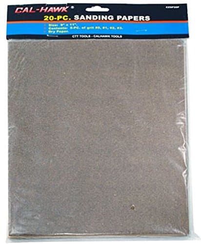 20 Sheets Assorted 9" x 11" Light Duty Dry Sandpaper