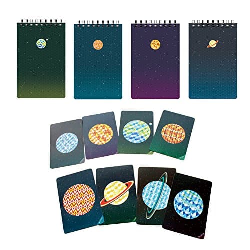 DAGAM Note and Postcard Set Pop Art style Solar system planet series 4 Notes 8 Cards