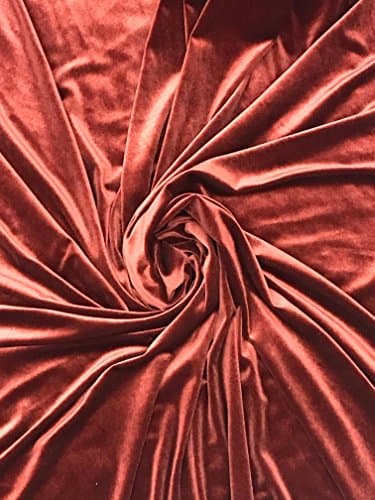 Stretch Velvet Solid Fabric by The Yard (Bronze)