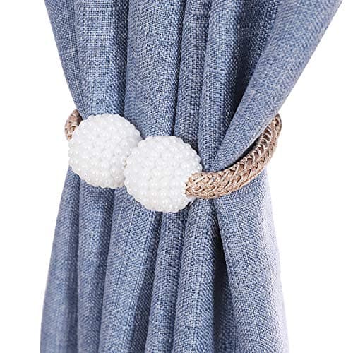 HAOD Magnetic Curtain Tiebacks Rope,  2Pack Decorative Window Drape Tie Backs and Holdbacks for Voile Sheer Blackout Panel -  Gold