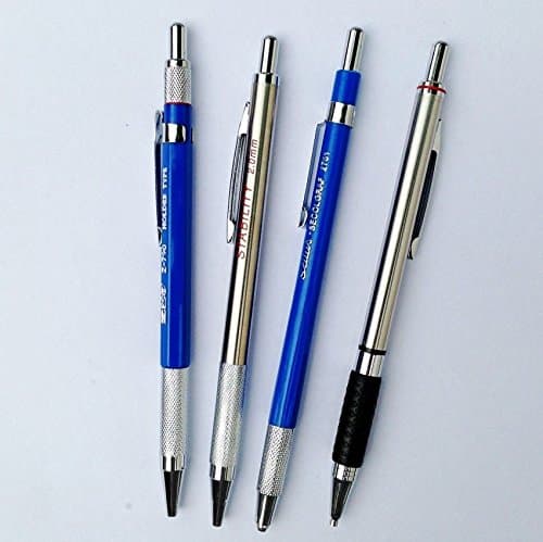 Blue, Silver 4 PCS 2.0 mm Lead Holder Mechanical Pencil, Writing Sketching Art Drawing