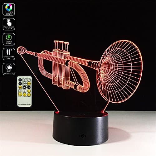 Deerbird Magical Piano Shape Panel 3D Optical Illusion 7 Colors Change USB Touch Remote Control LED Table Lamp Night Light with USB or 3-AA Battery Powered for Babyroom Nursery Home Decoration