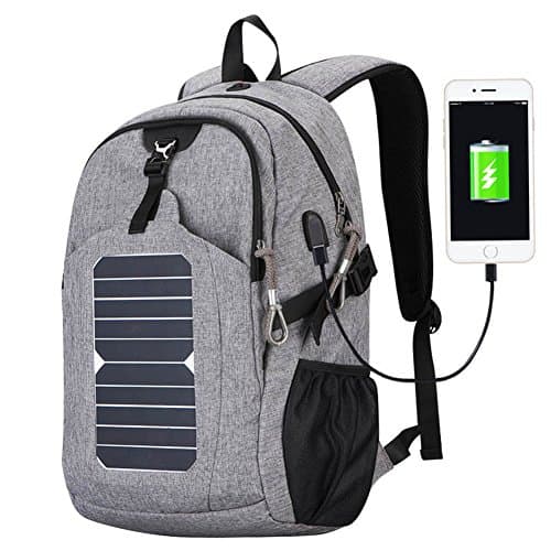 FRN 30~40L Nylon 5.3V Solar Powered Multifunction Backpack Men with Usb Charging(grey)