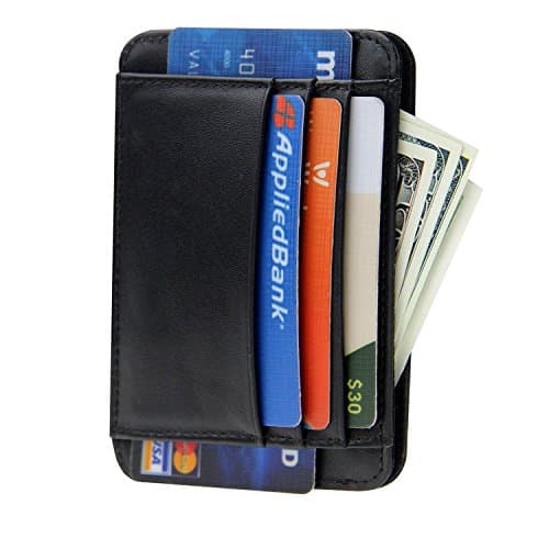 Men Front Pocket Wallet Minimalist Leather Slim Wallet RFID Blocking Card Holder