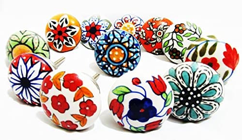 20 x Mix Vintage Look Flower Ceramic Knobs Door Handle Cabinet Drawer Cupboard Pull