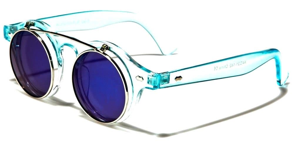 Retro Round Flip Up Steampunk Sunglasses