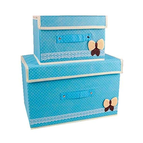 Larger&amp;Small Multifunction Foldable Storage Containers,Convenient Cubes Basket Storage Bin with Lid for Clothing,sock,underwear,Toys,Books,Art,Craft supplies ect (bule)