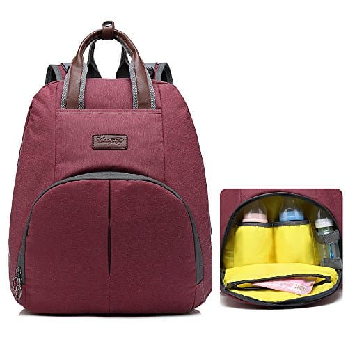 Diaper Bag Backpack,WalkingToSky Multi-Function Baby Changing Bag Large Organized Nappy Bag Water Resistant Backpack with Changing Pad and Bottle Holder Bag for Mummy and Daddy (Red)