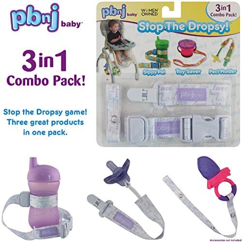 Stop The Dropsy 3-in-1 Pack for Sippy Cup, Pacifier, Toys (Lavender Love)