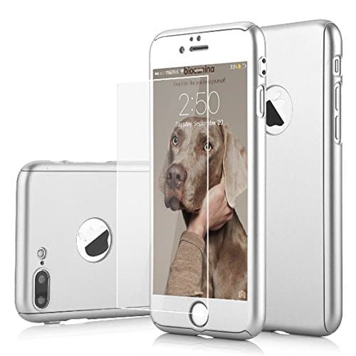 iPhone 7 Plus case,VANCKE 360 Degree All-around Full Body Utral thin Fit Case cover with Tempered Glass Screen Protector Ultra slim Light Weight Hard Snap-On for Apple iPhone 7 plus 5.5 inch(SLIVER)