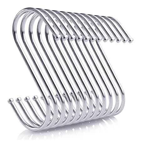 FUCAS 20-Pack Round S Shaped Hooks Hanging Hooks, for Kitchen, Bedroom and Office