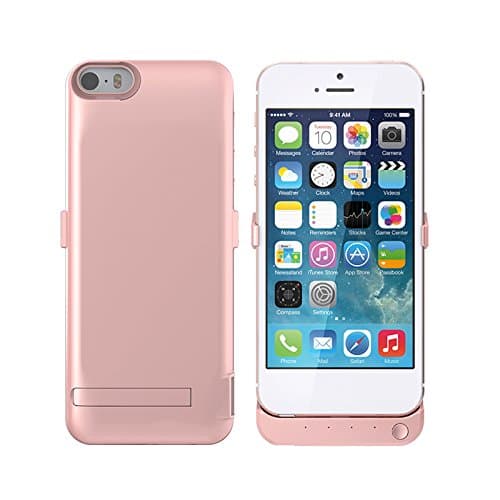 iPhone SE Battery Case,Portable Charger for iPhone 5SE / iPhone SE 2016,External Protectiv 4200mAh Battery Charging Case Power kickstand (New Rose Gold)