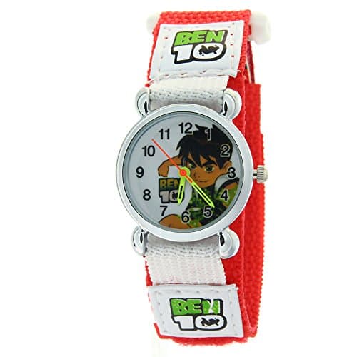 Ben 10 Alien Force Pattern Arabic Numerals Dial Red Nylon Velcro Strap Kids Boys Girls Quartz Watch