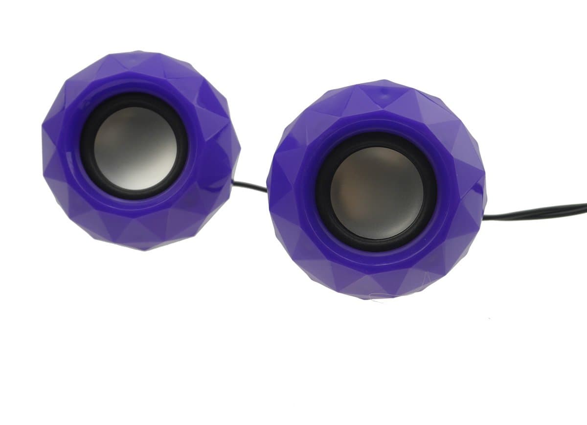 Komwell 3.5mm Mini Computer Speakers, Powered by USB With LED Lights For Laptops and Desktops (purple)