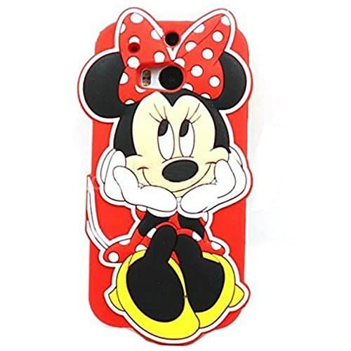 HTC One M8 Silicone Case,HTC One M8 Minnie Case,Bat King Red 3D Cute Cartoon Animal Sit Mouse Minnie Soft Silicone Back Case Cover for HTC One M8