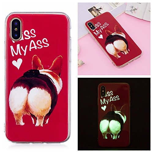 iPhone X Case, Gefee Luminous Effect Case Noctilucent Light In Night Ultra Slim Pattern IMD Soft TPU Protective Case Cover for Apple iPhone X / 10 (2017) - Kiss my ass