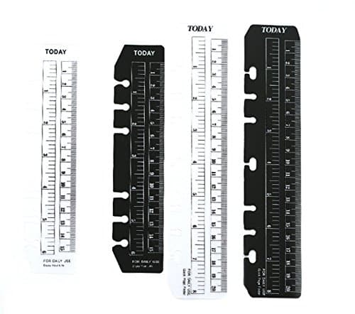 4 Pcs Notepad Bookmark Ruler Plastic Page Pouch Pagefinder Separator Measuring Today Ruler for A5 A6 6 Holes Loose-Leaf Notebook Sold by Doptou(2 Transparent + 2 Black)