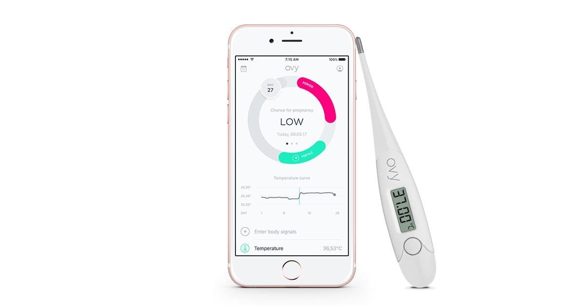 Basal Thermometer for Ovulation Tracking + free app (iOS & Android) from OVY| Perfect for Natural Family Planning, Fertility Test & Baby Thermometer