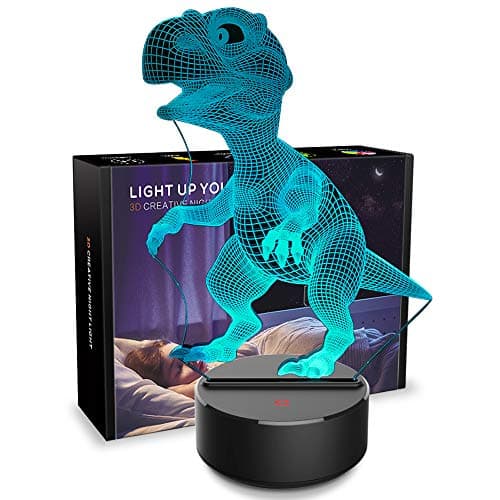 3D Night Light Dinosaur 3D Lamp Optical Illusion Nightlights Touch Switch Bedside Lamp 7 Colors Changing LED Lamps Perfect Birthday Gifts for Girls Kids Children Boys Adults Women (N01 Dinosaur)