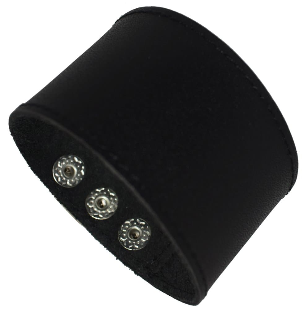 Making up Men's Black Brown White Leather Bracelet Single Layer Wristband Cuff Bangle,Length:21.9cm