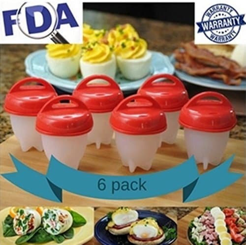 Eggs Cooker Hard &amp; Soft Maker Egg Cooker, Silicone Egg Boil,Non Stick Silicone, BPA Free,As Seen On TV [6 PACK]