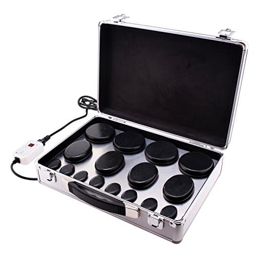 Hot Spa Massage Stone Warmer Kit with Temperature Controller & Car D/C Adapter - Uses Rapid Waterless Heating - Includes Stones (16pc) by SpaOasis