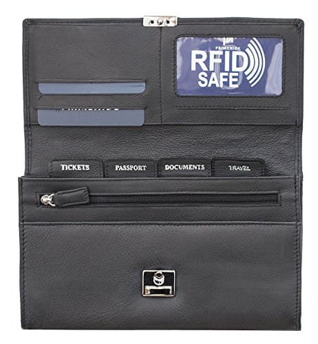 Prime Hide Soft Leather Travel Planner Wallet RFID Blocking Black