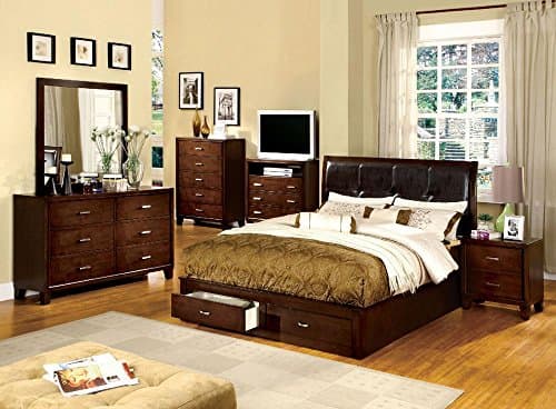 Carltoun Leather PU Storage Platform Full Bed - Espresso