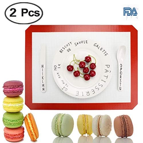 Silicone Baking Mat -2 Pack,Half Sheet,11-5/8" x 16-1/2",Non-Stick,Red