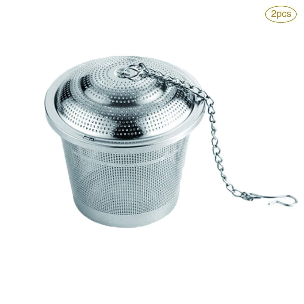 MOLFUJ Tea Infuser,Stainless Steel Barrel Type Convenient Chain Hook Filter Ball,Travel/Office/Home,Raw Particles Coffee/Spice/Hot Pot Seasoning,2pcs,S