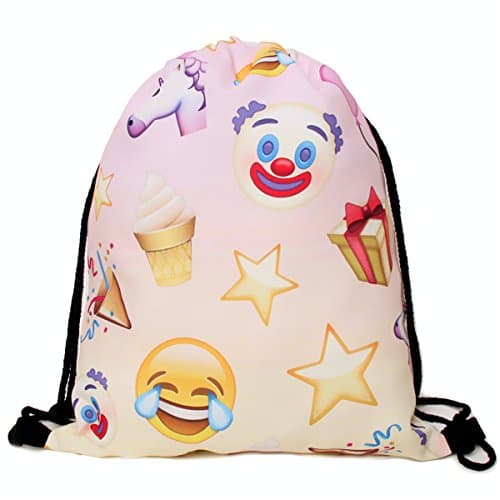 Men's Women's Print Shoulder Drawstring Bag Backpack String Bags School Rucksack Gym Handbag (animals,foods)15"x11" (DB-107)