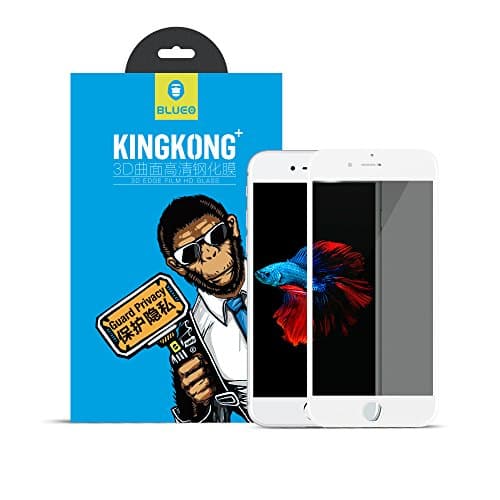 BLUEO Anti-Peep Protect Privacy iPhone 7 Plus / 8 Plus Full Screen Protector Real Privacy Ultra Slim Silk Touch Tempered Glass for iPhone 7 Plus / 8 Plus 5.5" Screen (White)