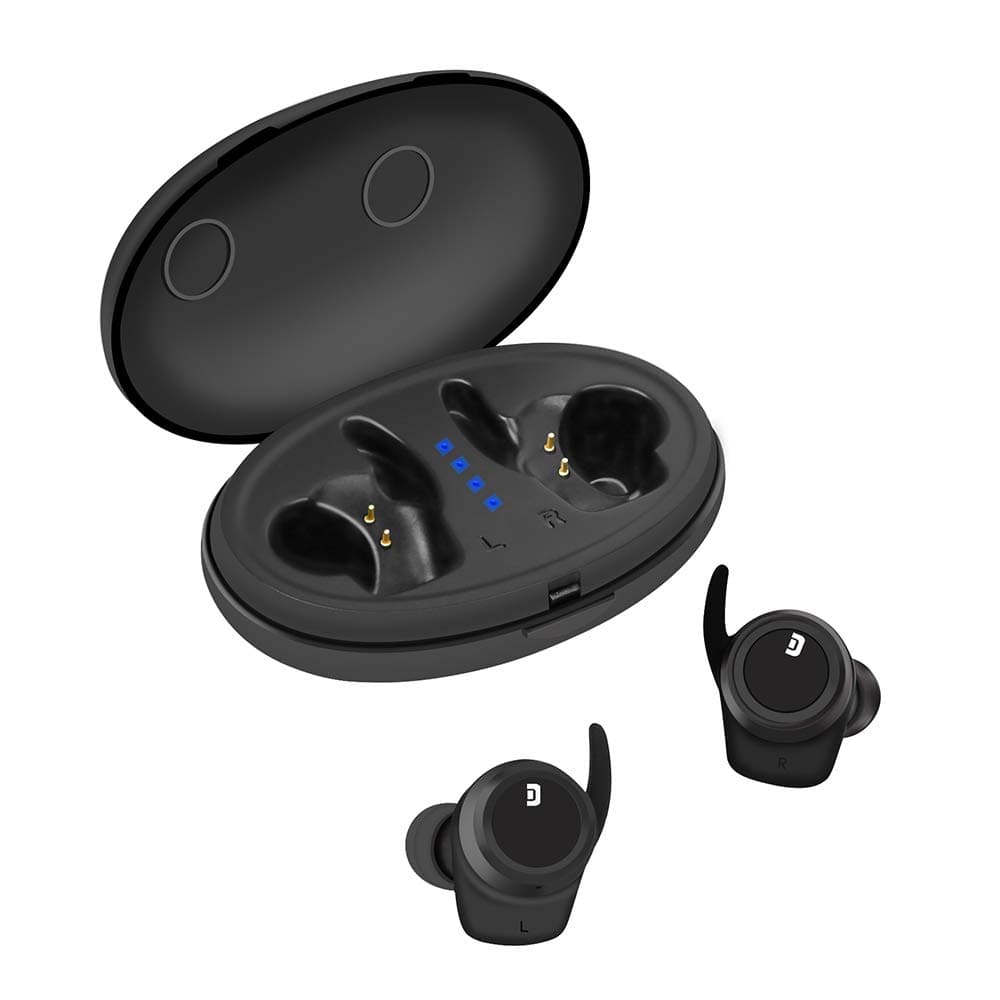 True Wireless Earbuds [8 Hours Playtime Per Full Charge], JENTXON Bluetooth 5.0 In Ear Mini Dual Headphones Stereo Noise Cancelling Headsets IPX5 Waterproof Sports Earphones with Mic and Charging Case