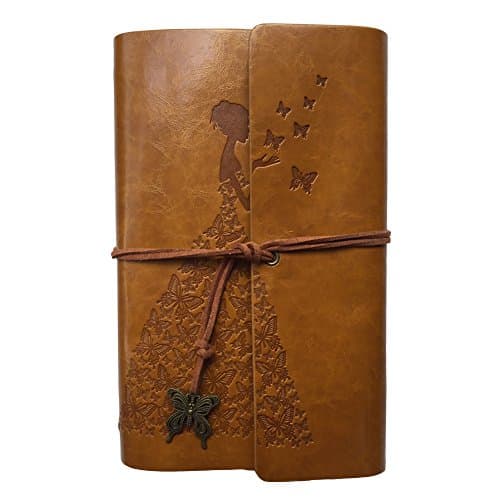 JTKJMM Retro Notepad Leather Journal Notebook Classic Retro Spiral Ring Binder Diary Book，Best Gift for Art Sketchbook Travel Diary and Journals to Write in (7×5 inch,Golden)