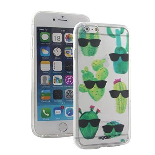 iPhone 7 Case Cool Cactus Succulent Cool Pattern With Glasses Transparent Unique Design Pattern Cover For iPhone 7 also fits iPhone 7S By Oxycase