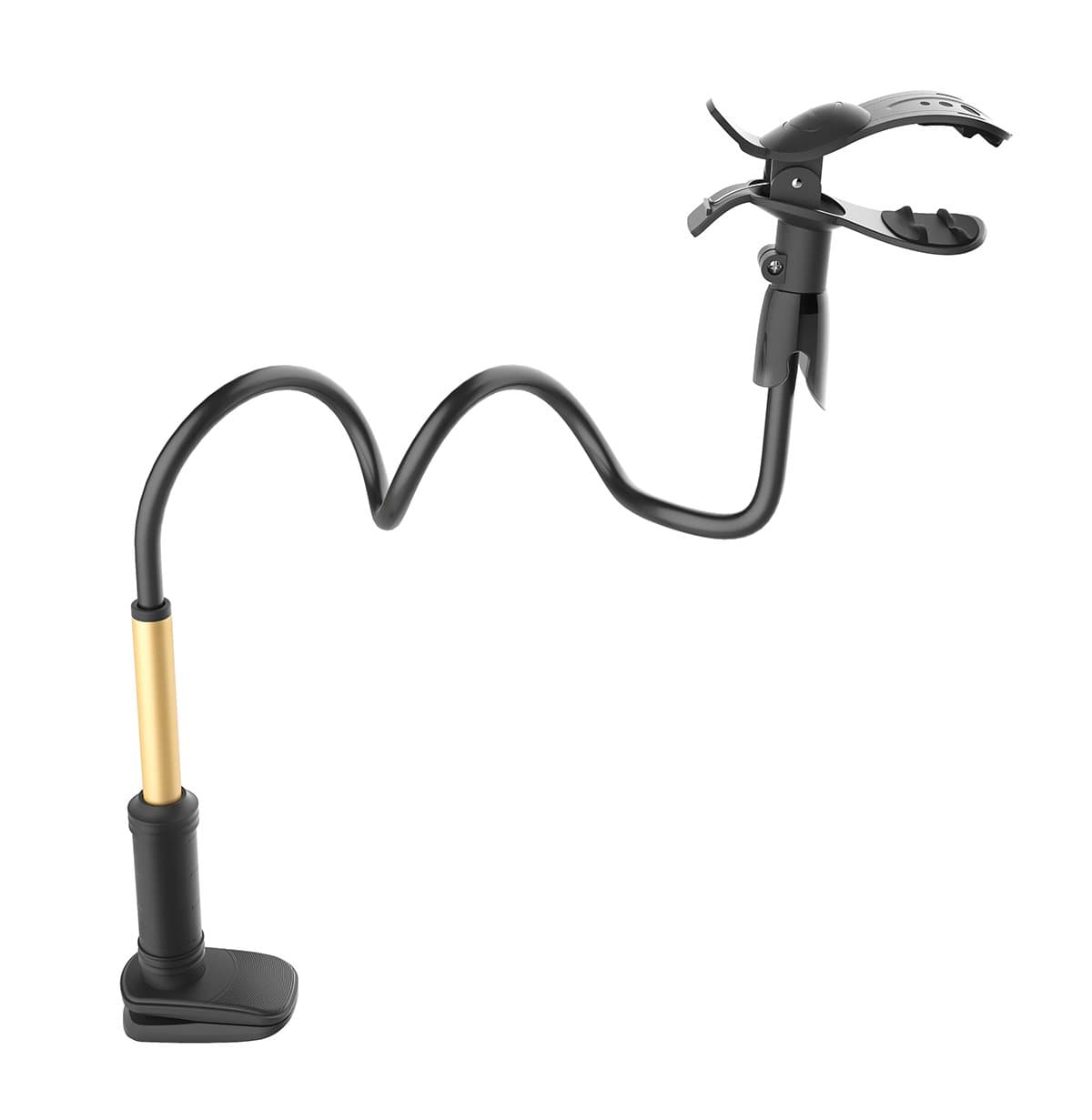 Cell Phone Holder for Bed Headboard Kitchen Office Table Length Gooseneck 360 Full-Angle Support 3.5-6.0” Screen Dirose （Black）