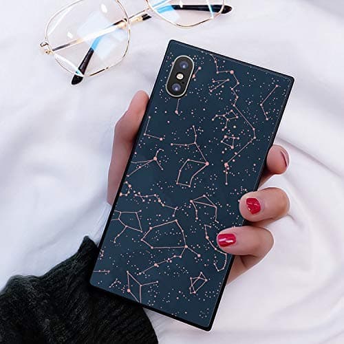 Constellation Map iPhone Xs Max Case JQLOVE Pattern Design Soft TPU Edge Protective Phone Case for iPhone Xs Max Square Black