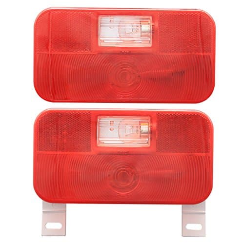 OTTOSUN Red Surface Mount Tail Light with White Base RV Stop/ Turn/ Tail/Backup Light For Safe Driving On The Road (Right+Left OTTO-STN1617)