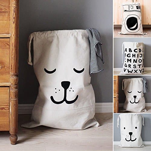 LARARHEE-Foldable Canvas Washing Clothes Laundry Basket Bag Hamper Storage Home Decor New