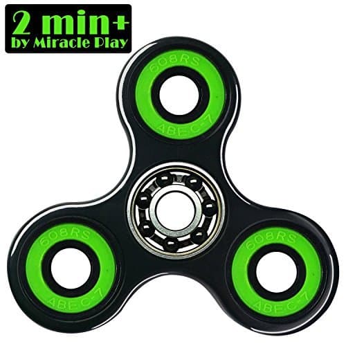 Miracle Play Miracle Play Black Warrior Pro Fidget Tri Spinner EDC Focus Toy Stress Reducer with Tiptop Hybrid Ceramic Bearing Ultra Butter (black)2min