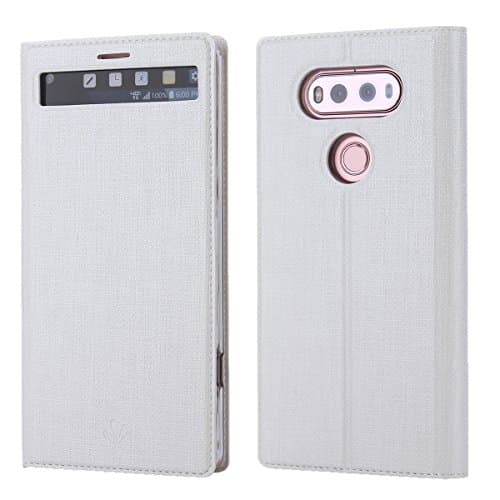 LG v20 Case,PU Leather wallet Slim Thin case Flip Folio [Kickstand Feature] with ID&amp;Credit Card holder Magnetic Closure TPU Bumper Full cover case for LG v20(white)