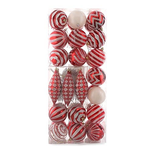 Red White Assorted Ornament Set (42)