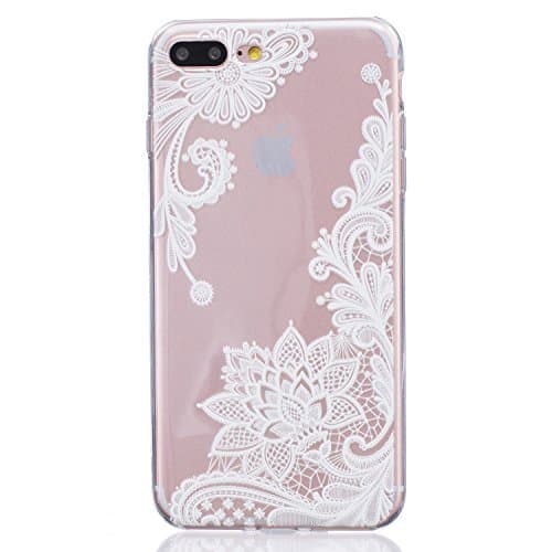 iPhone 7 Plus Case,Speedup [Ultra Thin] [Scratch-Resistant] Clear Soft TPU Gel Skin Case,Cute Cartoon Dolphin Penguin Flower Fairy Print Silicone Case for iPhone 7 Plus (White Lotus)