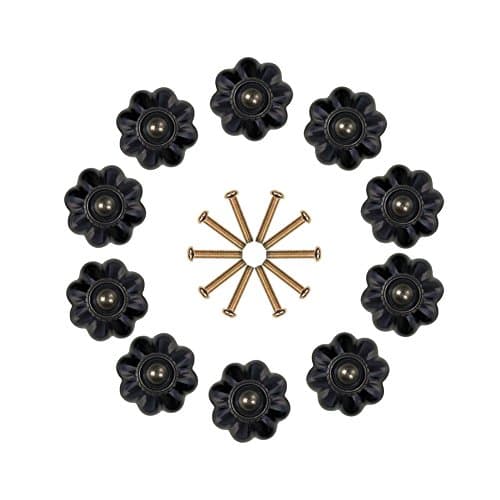 10 Pcs Black Cabinet Knobs 35mm Pumpkin Vintage Cupboard Drawer Kitchen Dresser Bathroom Knobs
